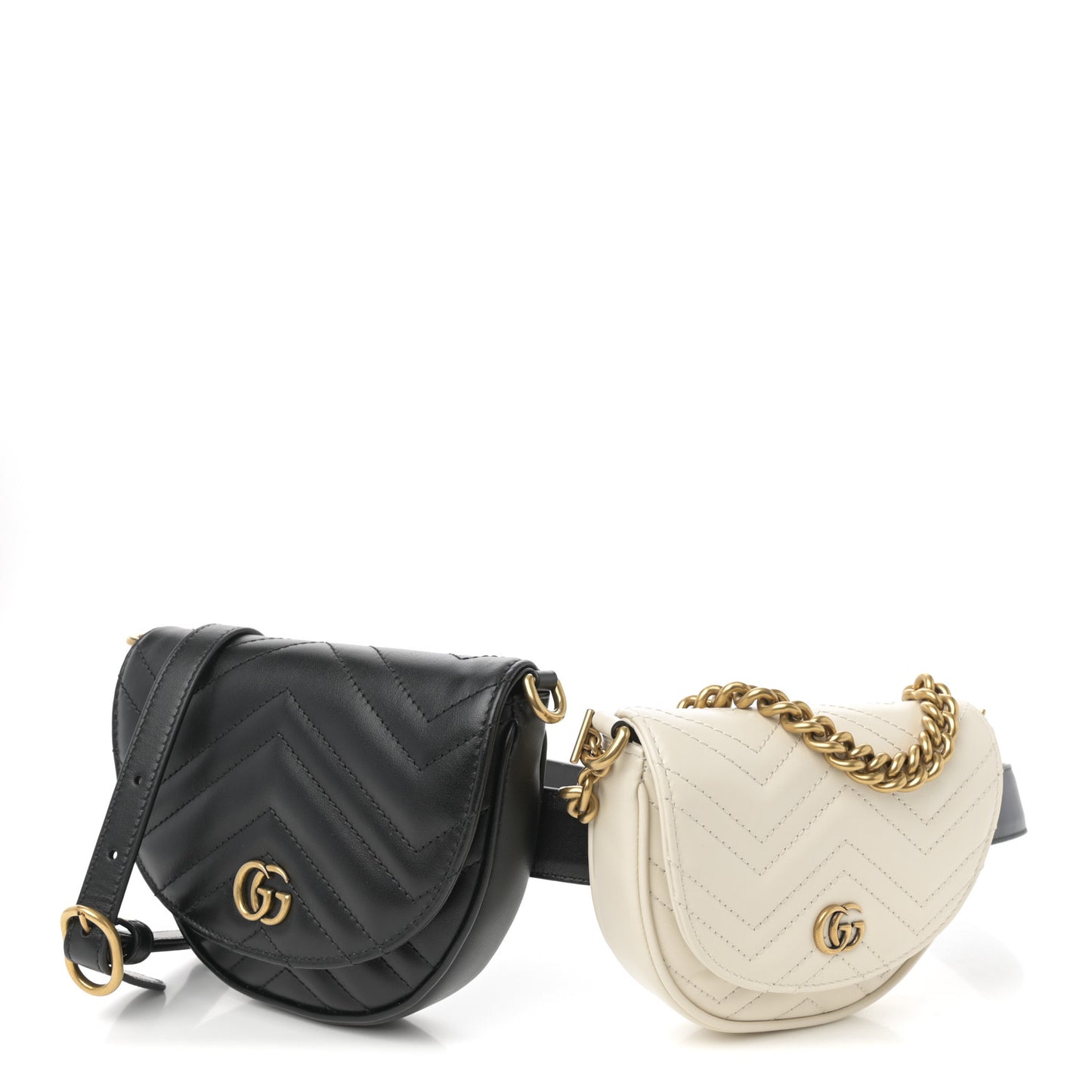 Calfskin Matelasse GG Marmont Belt Bag Set 100 40 Black Mystic White