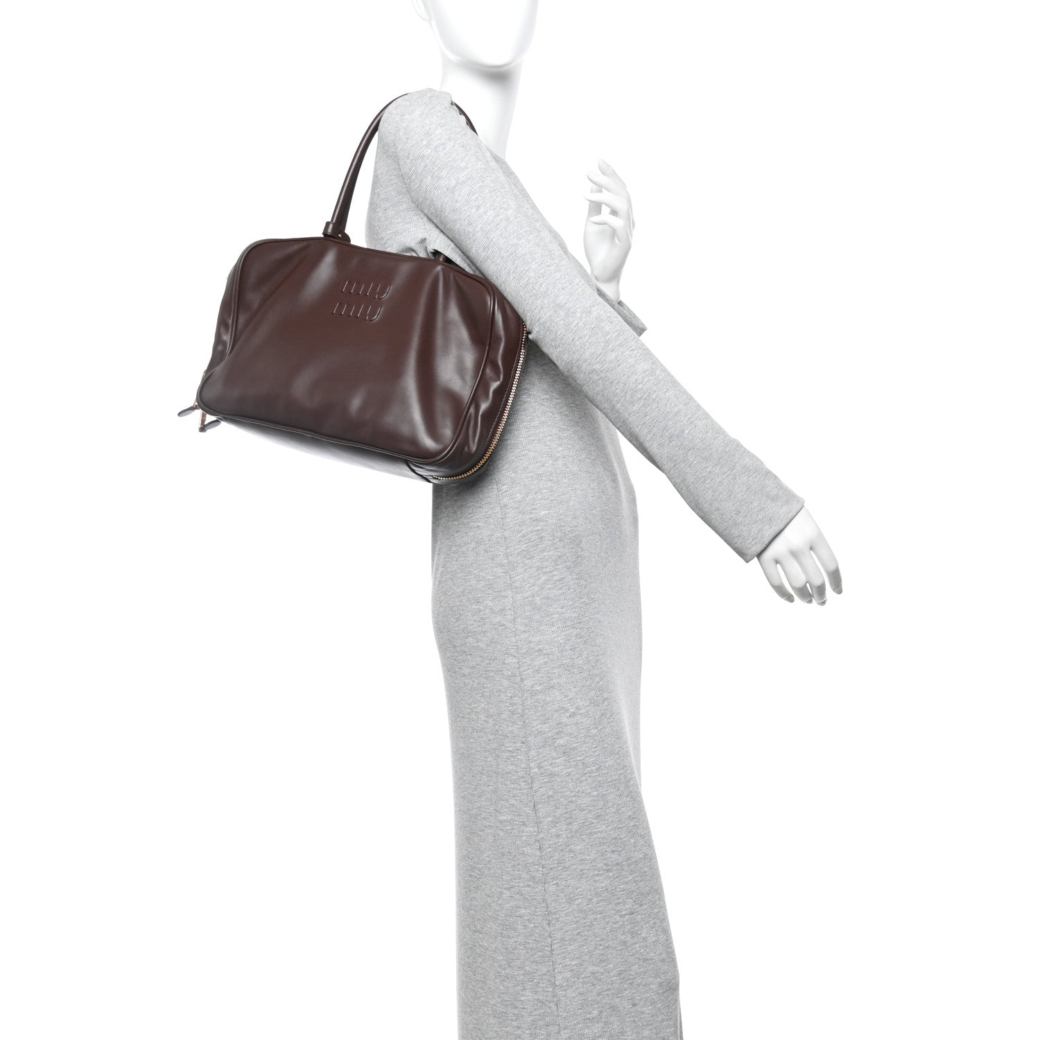 Miu Miu Soft Calf Softy Large Beau Top Handle Bag Briarwood 2 of 12