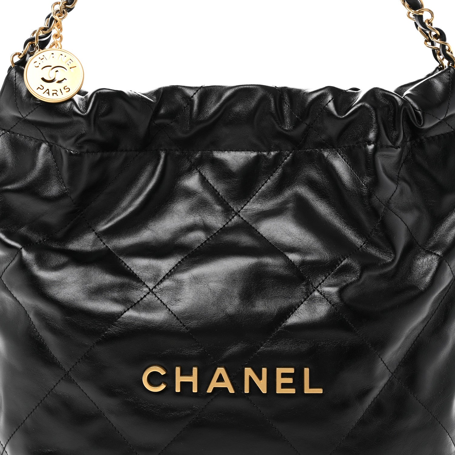 Chanel Shiny Calfskin Quilted Small Chanel 22 Black 10 of 12