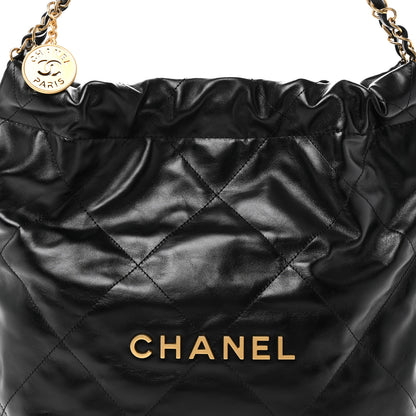 Chanel Shiny Calfskin Quilted Small Chanel 22 Black 10 of 12