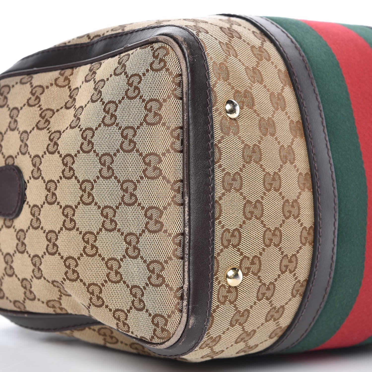 Gucci Monogram Vintage Web Medium Boston Dark Brown 5 of 29