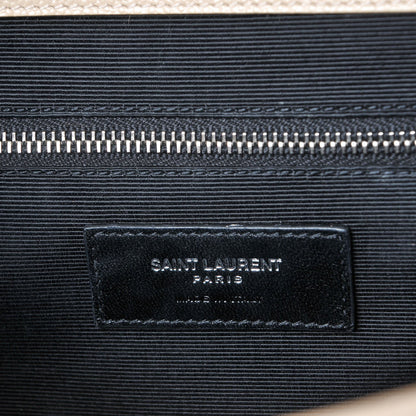 Saint Laurent Grain De Poudre Mixed Matelasse Large Triquilt Monogram Satchel Nude Powder 6 of 7