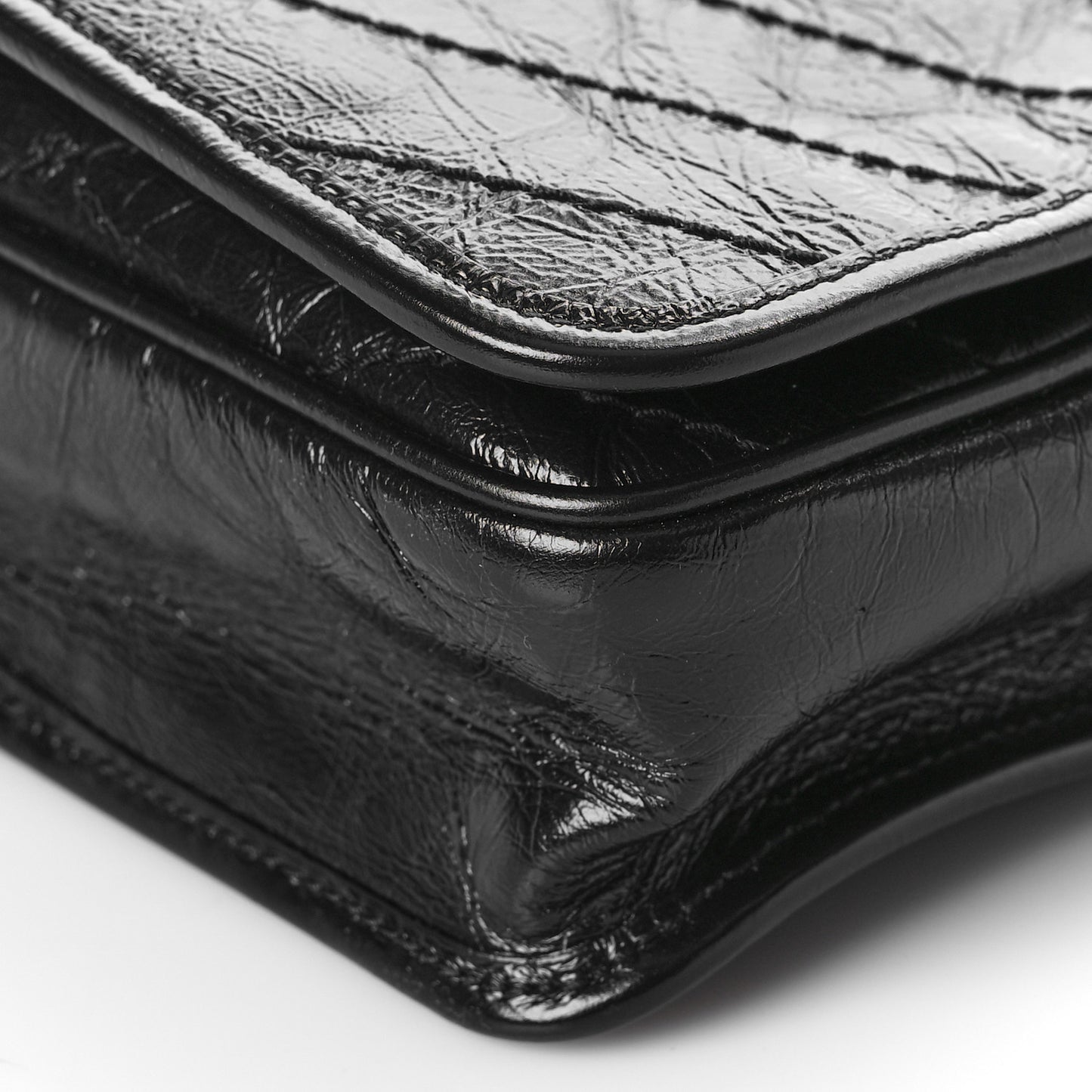 Crinkled Calfskin Matelasse Monogram Niki Chain Wallet Black