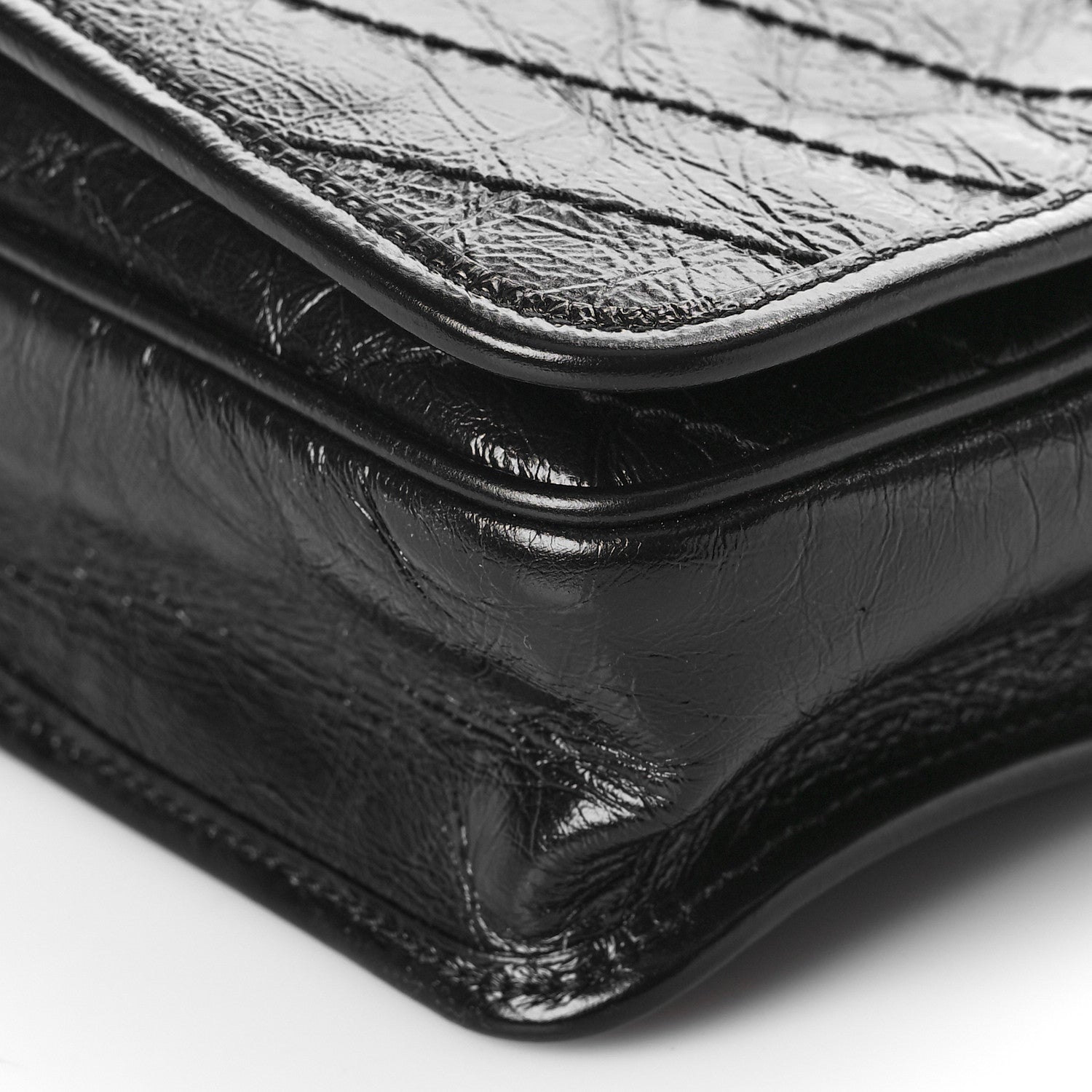 Saint Laurent Crinkled Calfskin Matelasse Monogram Niki Chain Wallet Black 9 of 9