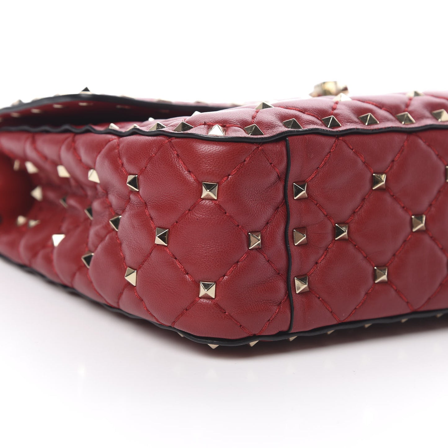 Nappa Medium Rockstud Spike Shoulder Bag Rosso Valentino