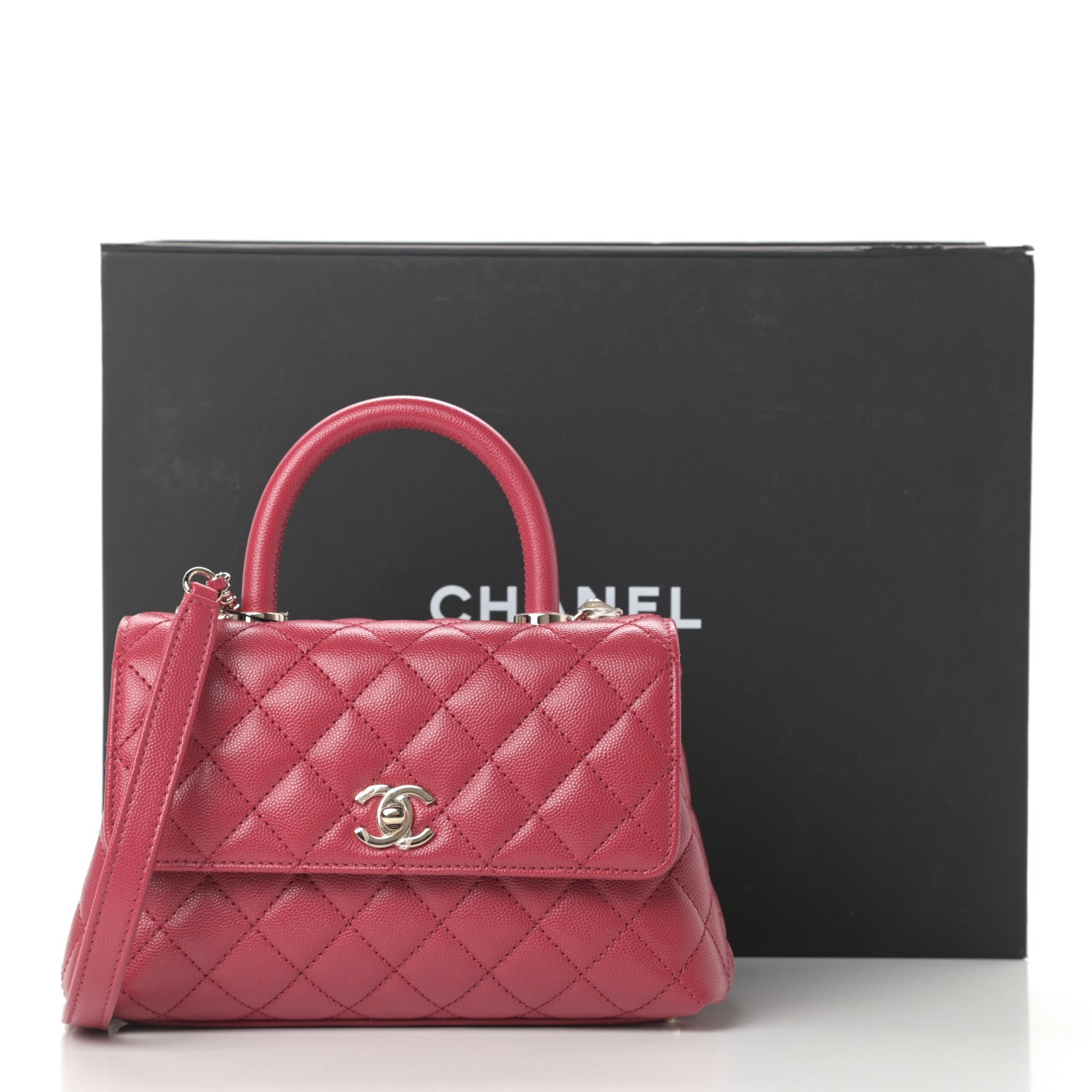 Chanel Caviar Quilted Mini Coco Handle Flap Dark Pink 11 of 11