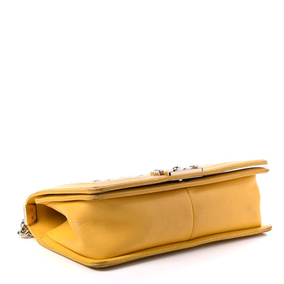 Chanel Calfskin Chevron Embroidered Medium Flap Yellow 3 of 11