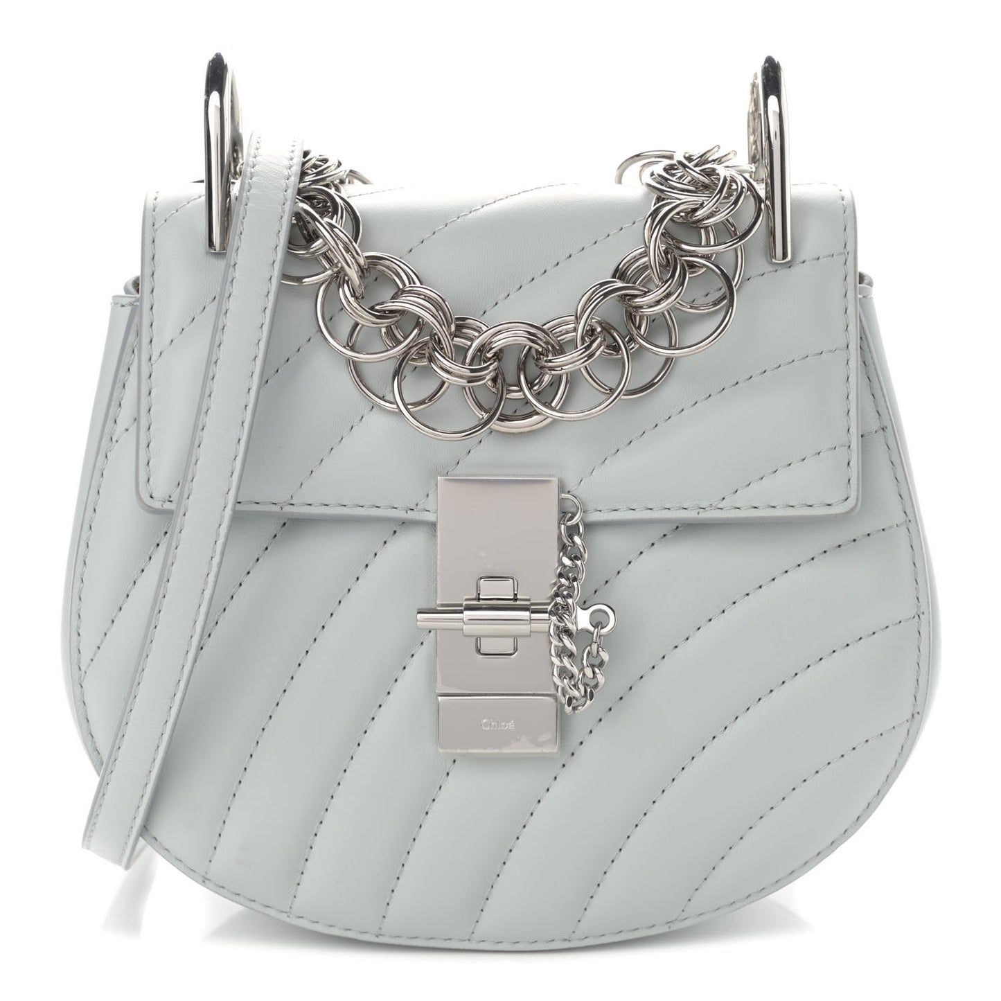 Calfskin Quilted Mini Drew Bijou Shoulder Bag Airy Grey
