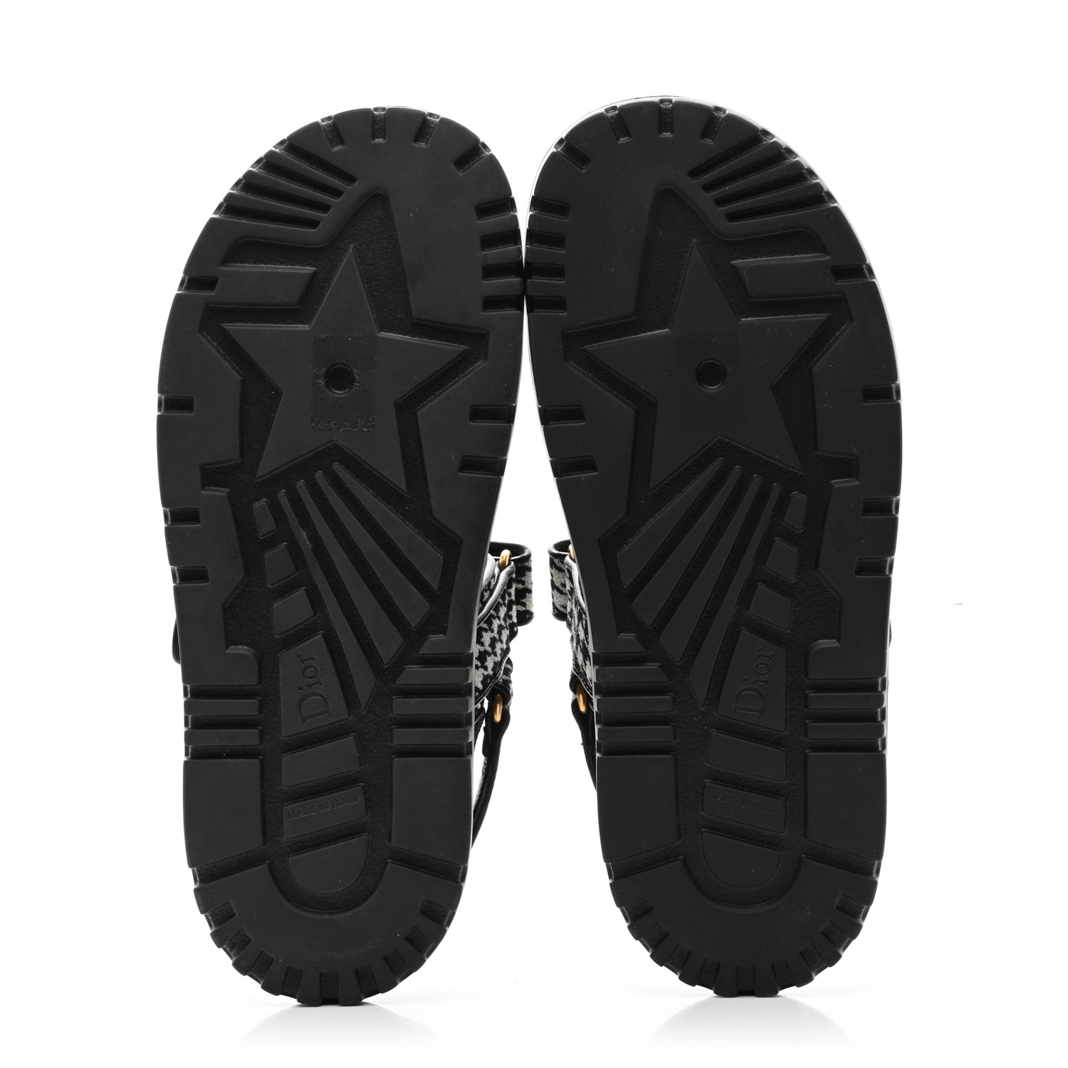 Christian Dior Houndstooth Fabric Dioract Sandals Black White 5 of 8