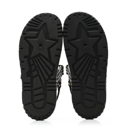 Christian Dior Houndstooth Fabric Dioract Sandals Black White 5 of 8