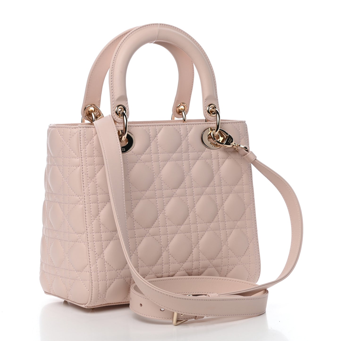 Lambskin Cannage Medium Lady Dior Rose Poudre