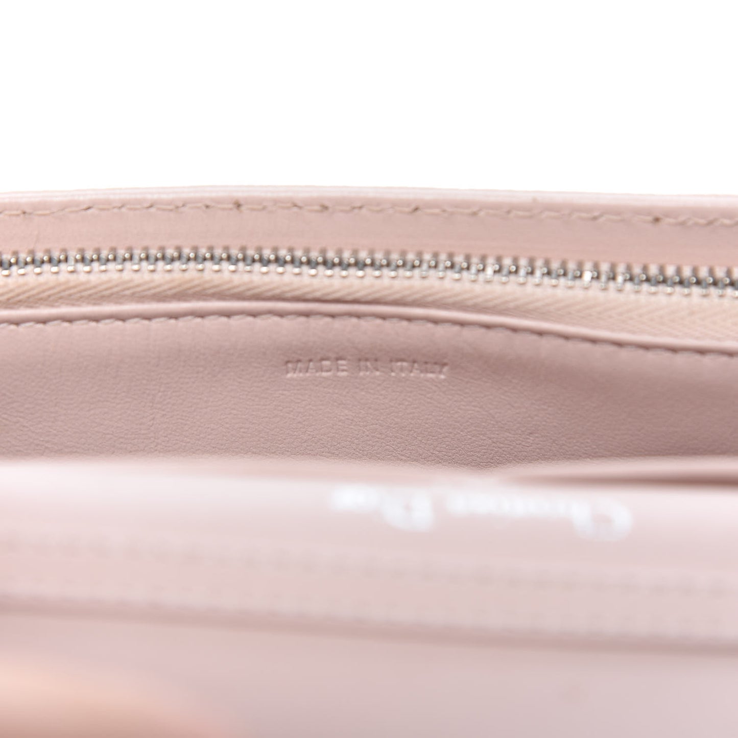 Grained Calfskin Diorama Wallet on Chain Pouch Nude