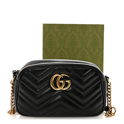 Gucci Calfskin Matelasse Small GG Marmont Chain Shoulder Bag Black 11 of 11