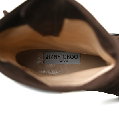 Jimmy Choo Distressed Waxed Suede Biker Boots 37 Brown 10 of 14