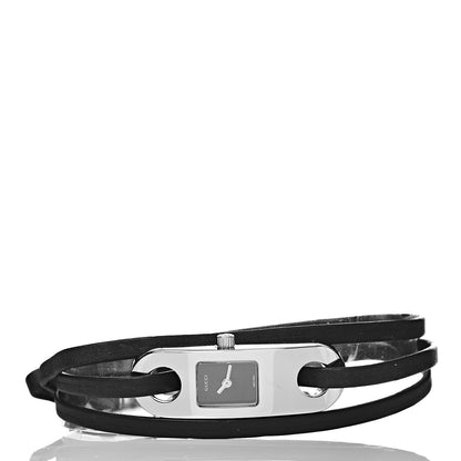 Gucci Stainless Steel Calfskin 14mm 6100L Wrap Quartz Watch Black 3 of 6