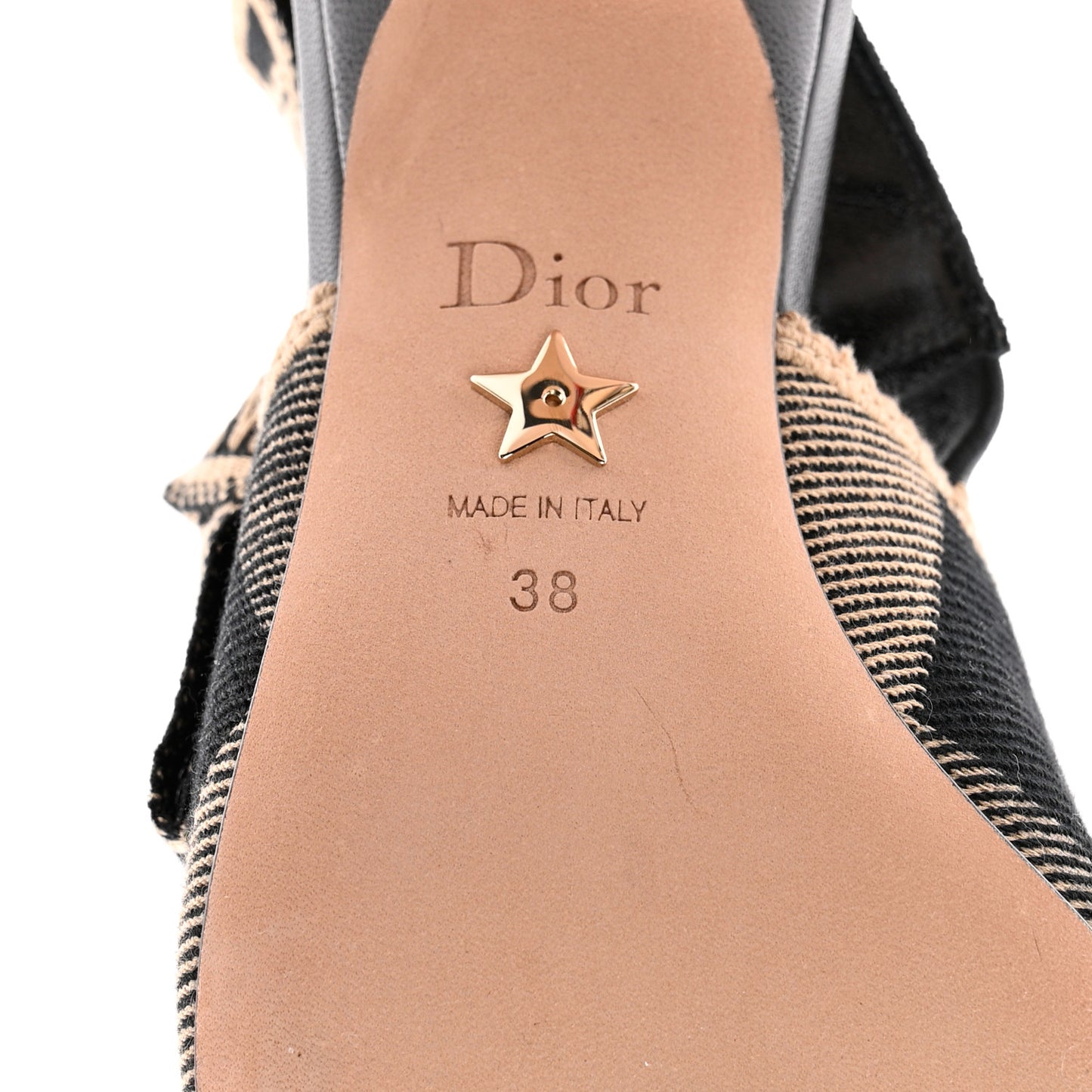 Cotton Ribbon Check'N'Dior J'Adior Slingback 65mm Pumps 38 Black Beige