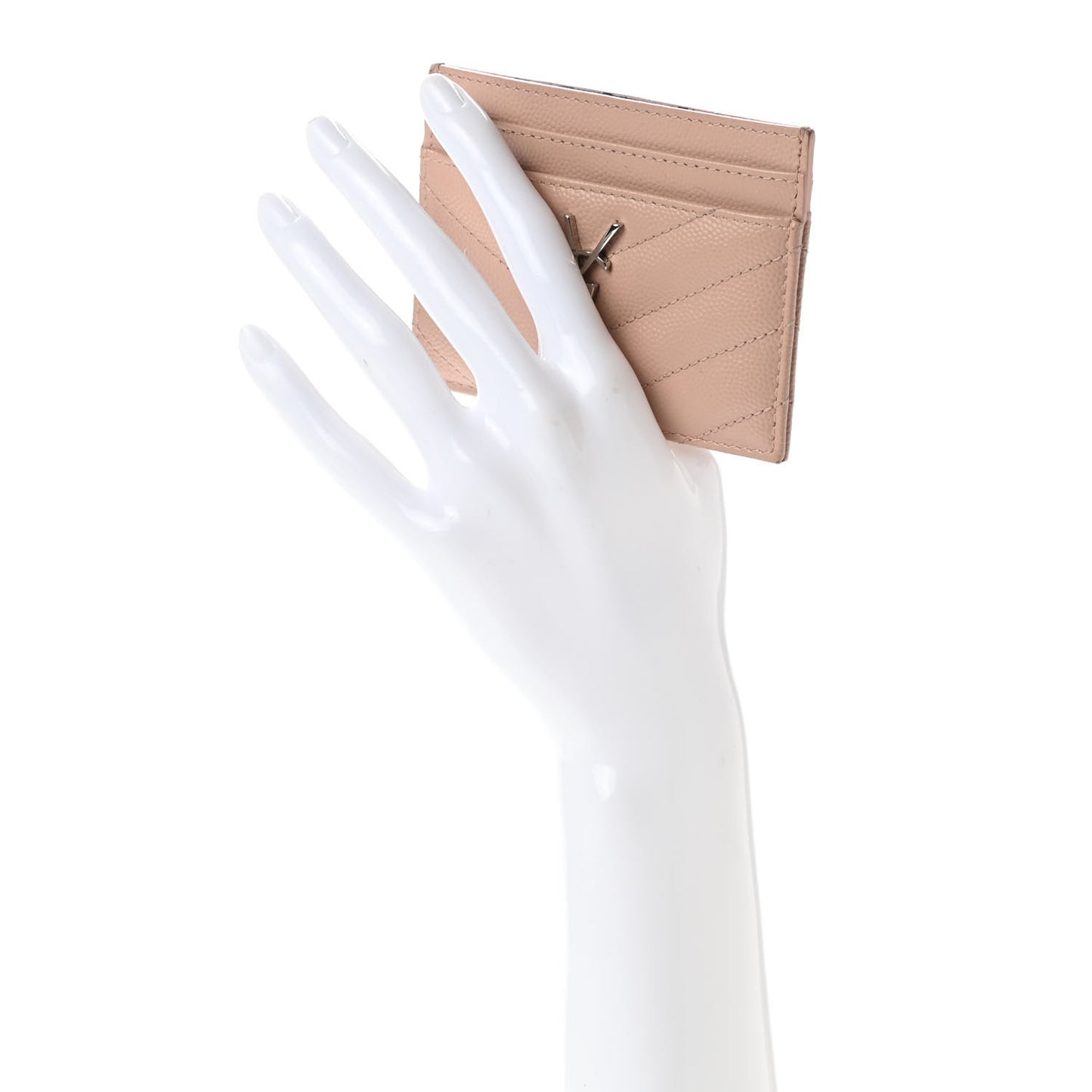 Grain De Poudre Matelasse Chevron Monogram Credit Card Case Pale Pink