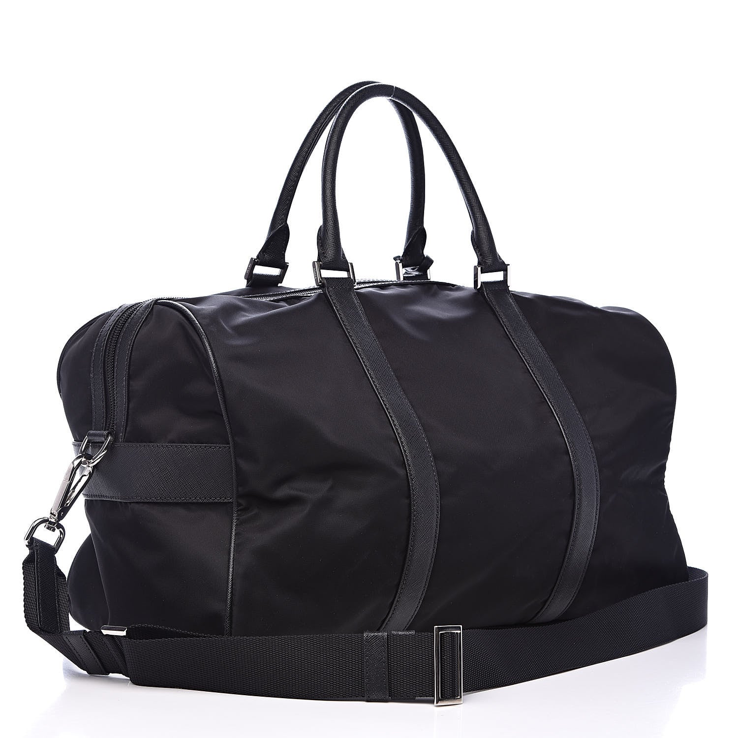 Prada Tessuto Nylon Saffiano Viaggio Duffle Black 3 of 13