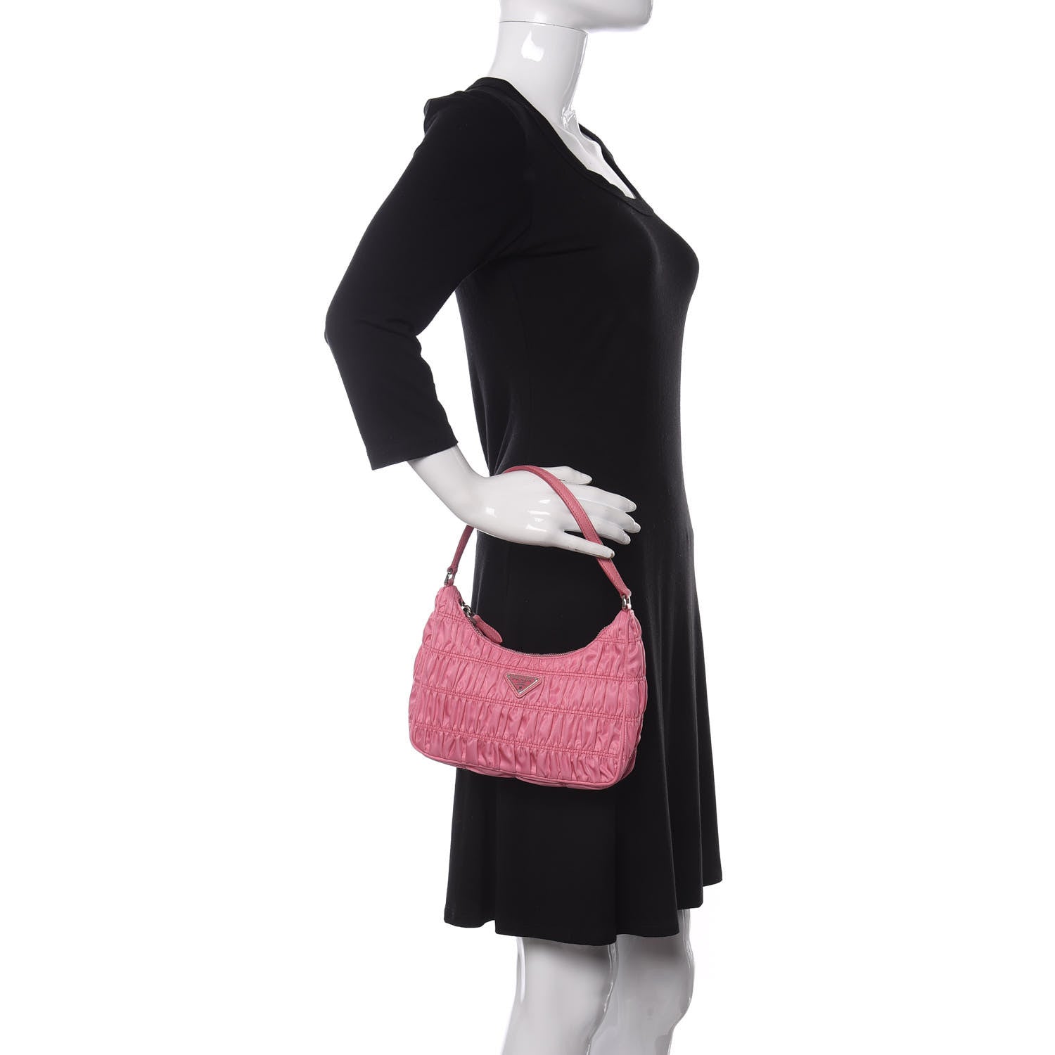 Prada Tessuto Nylon Gaufre Shoulder Bag Begonia 2 of 11