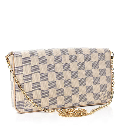 Louis Vuitton Damier Azur Pochette Felicie Chain Wallet Rose Ballerine 4 of 12