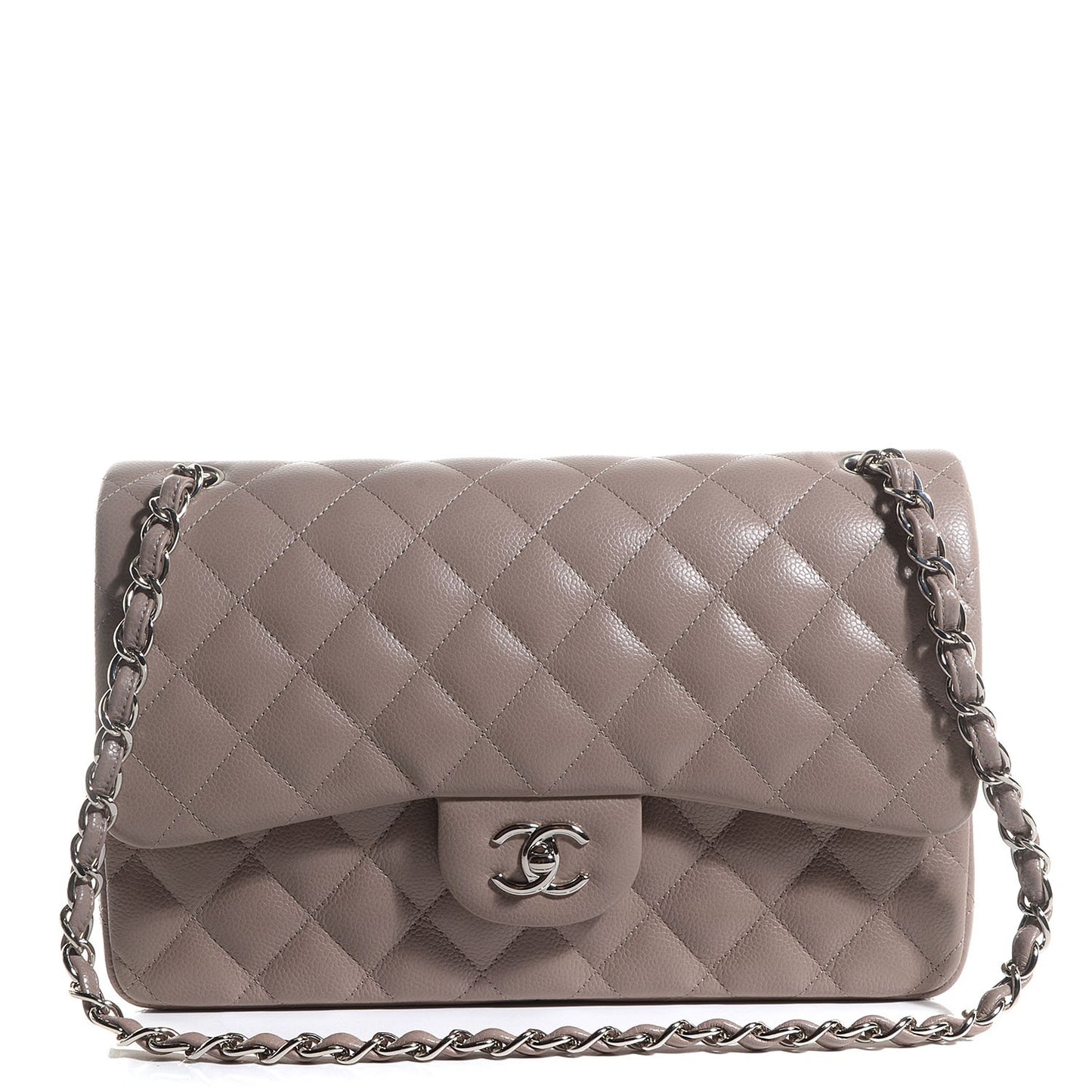 Caviar Jumbo Double Flap Beige Taupe