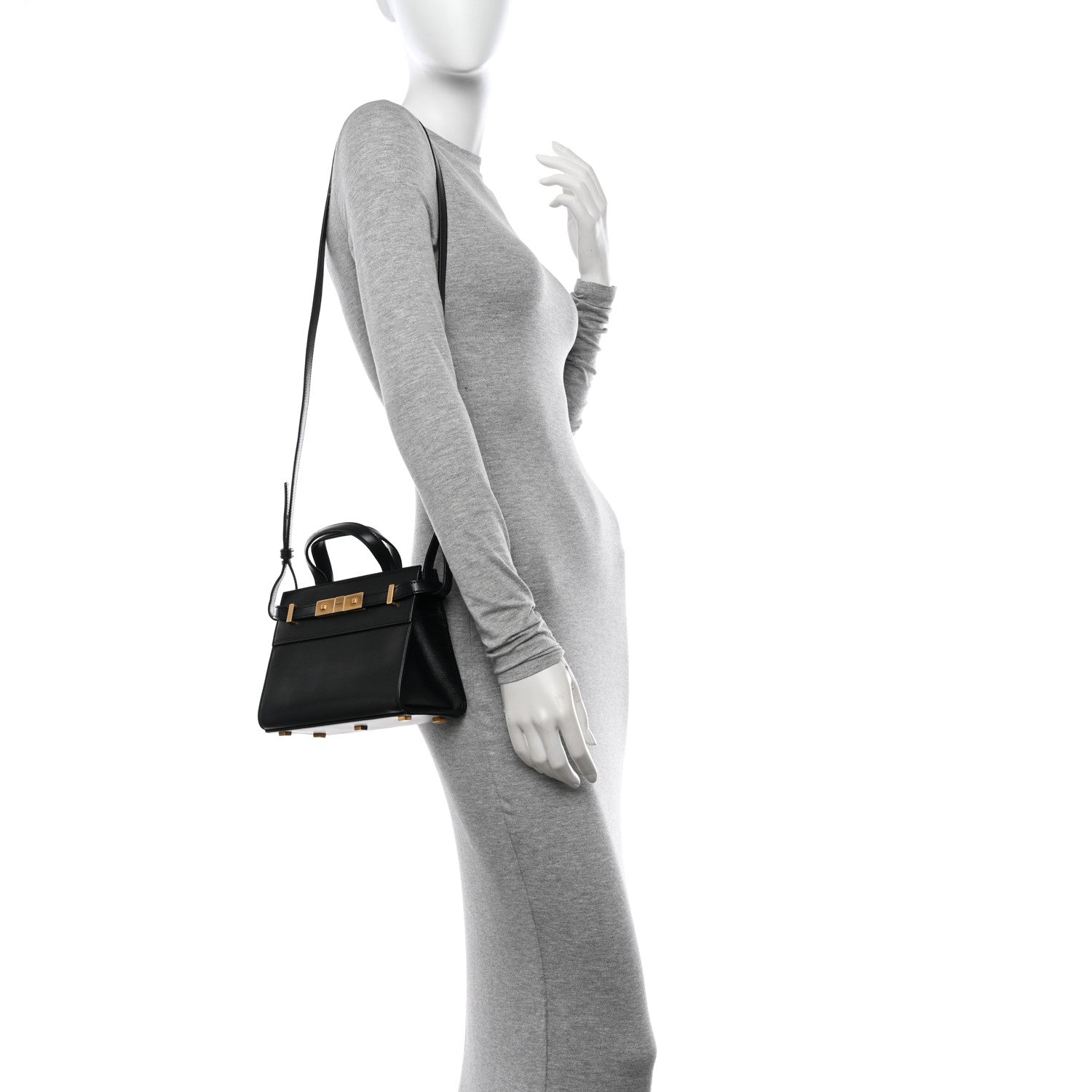Saint Laurent Smooth Calfskin Manhattan Nano Shopper Tote Black 2 of 14