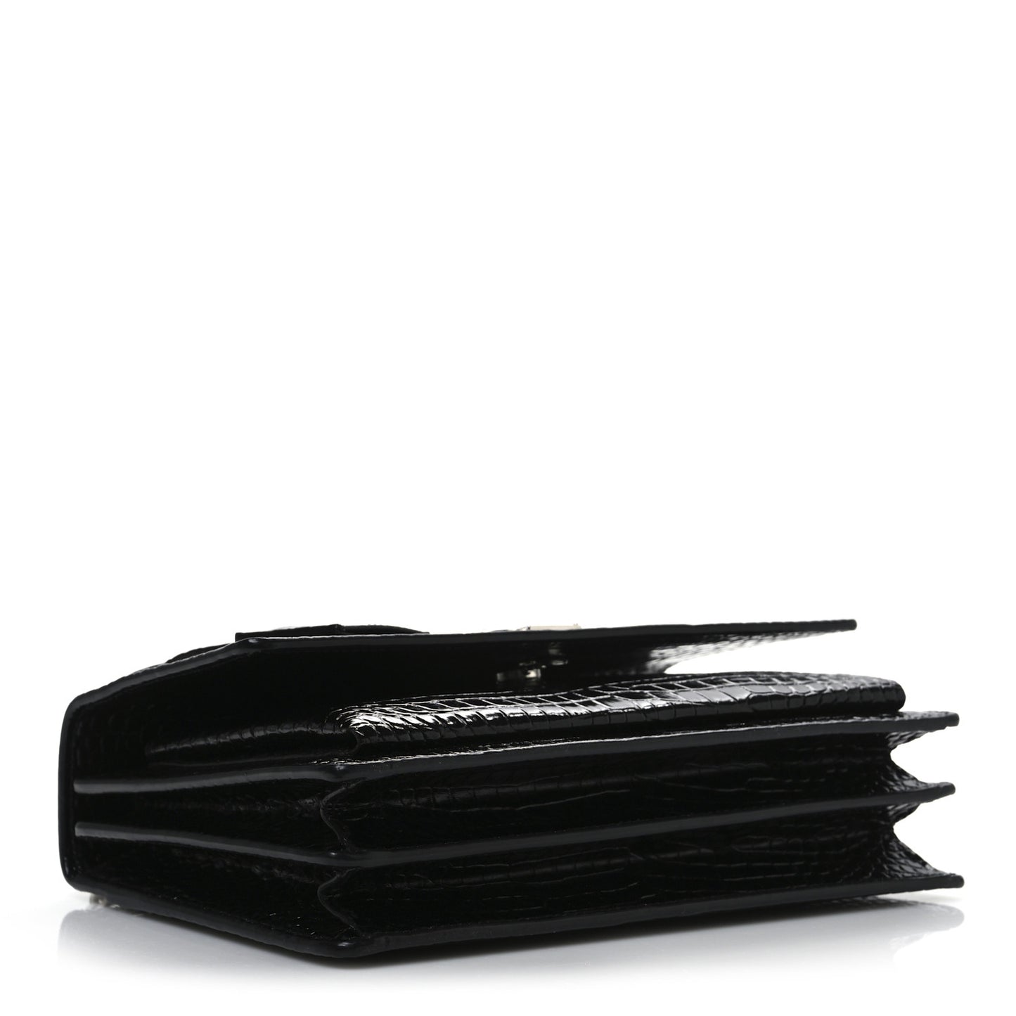 Calfskin Crocodile Embossed Medium Monogram Sunset Black