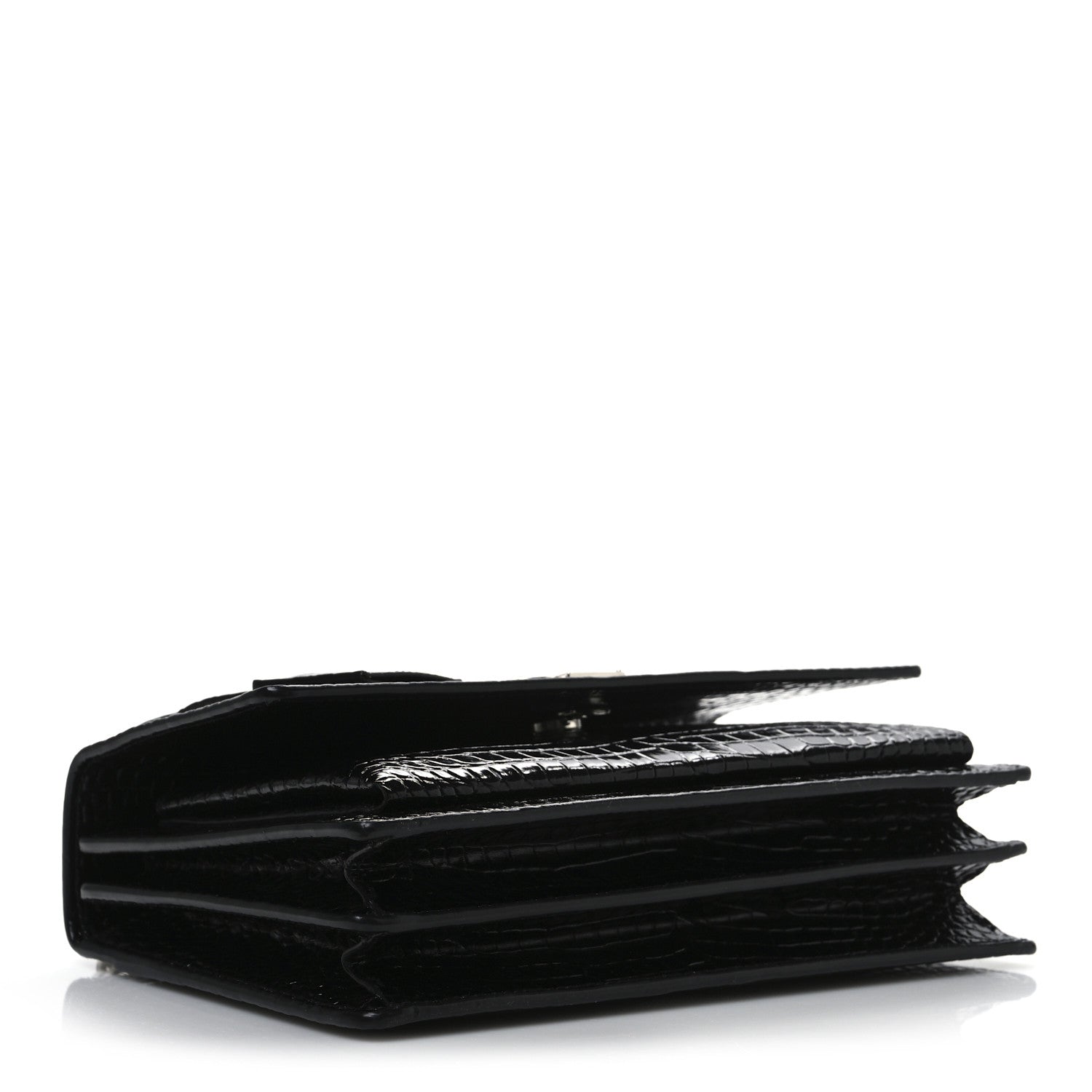Saint Laurent Calfskin Crocodile Embossed Medium Monogram Sunset Black 4 of 9
