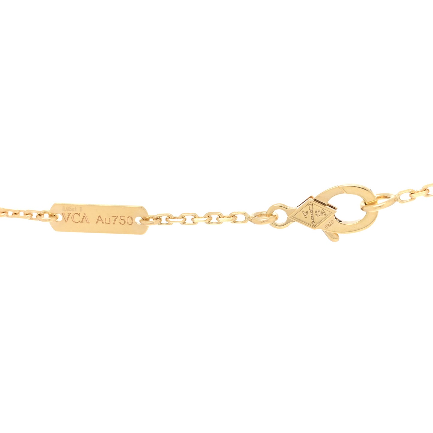 18K Yellow Gold Diamond Yellow Mother of Pearl Vintage Alhambra Pendant Necklace