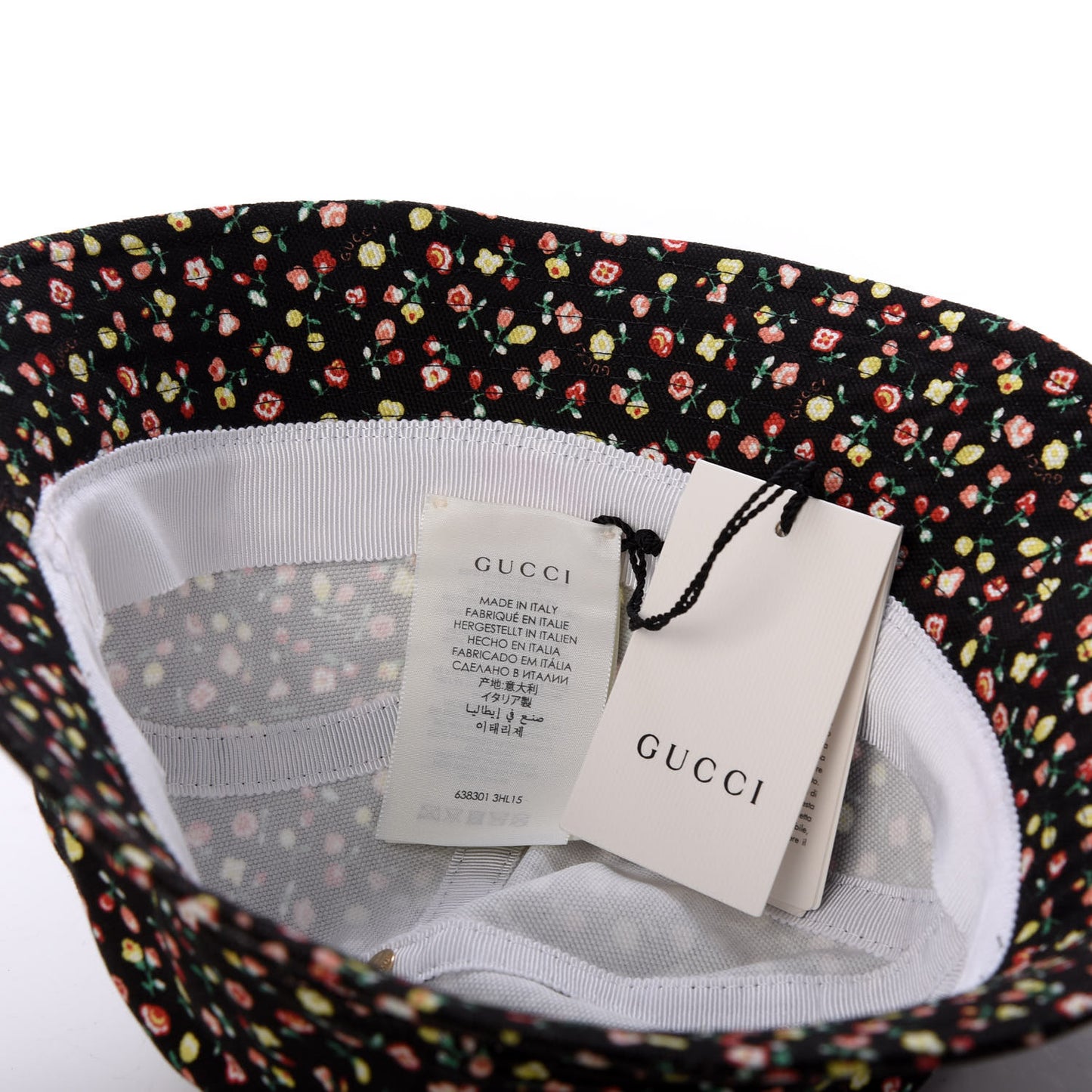 X LIBERTY OF LONDON Canvas Floral Print Bucket Hat L Black Multicolor