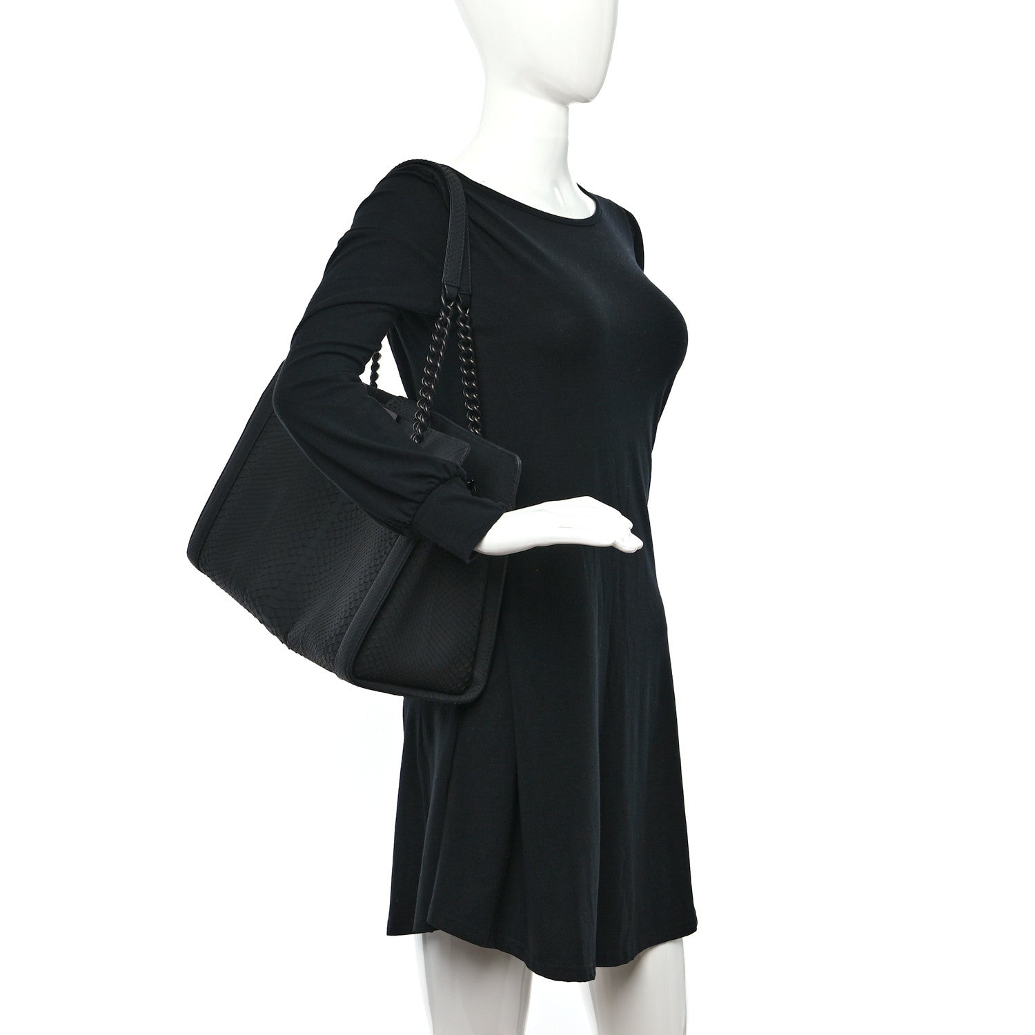Chanel Snakeskin Boy Shopping Tote So Black 2 of 9