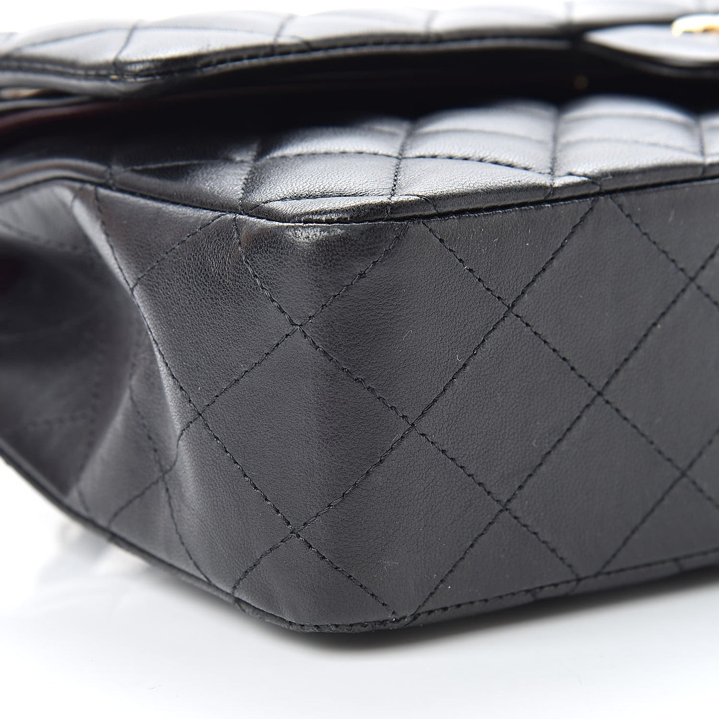 Lambskin Quilted Medium Double Flap Black