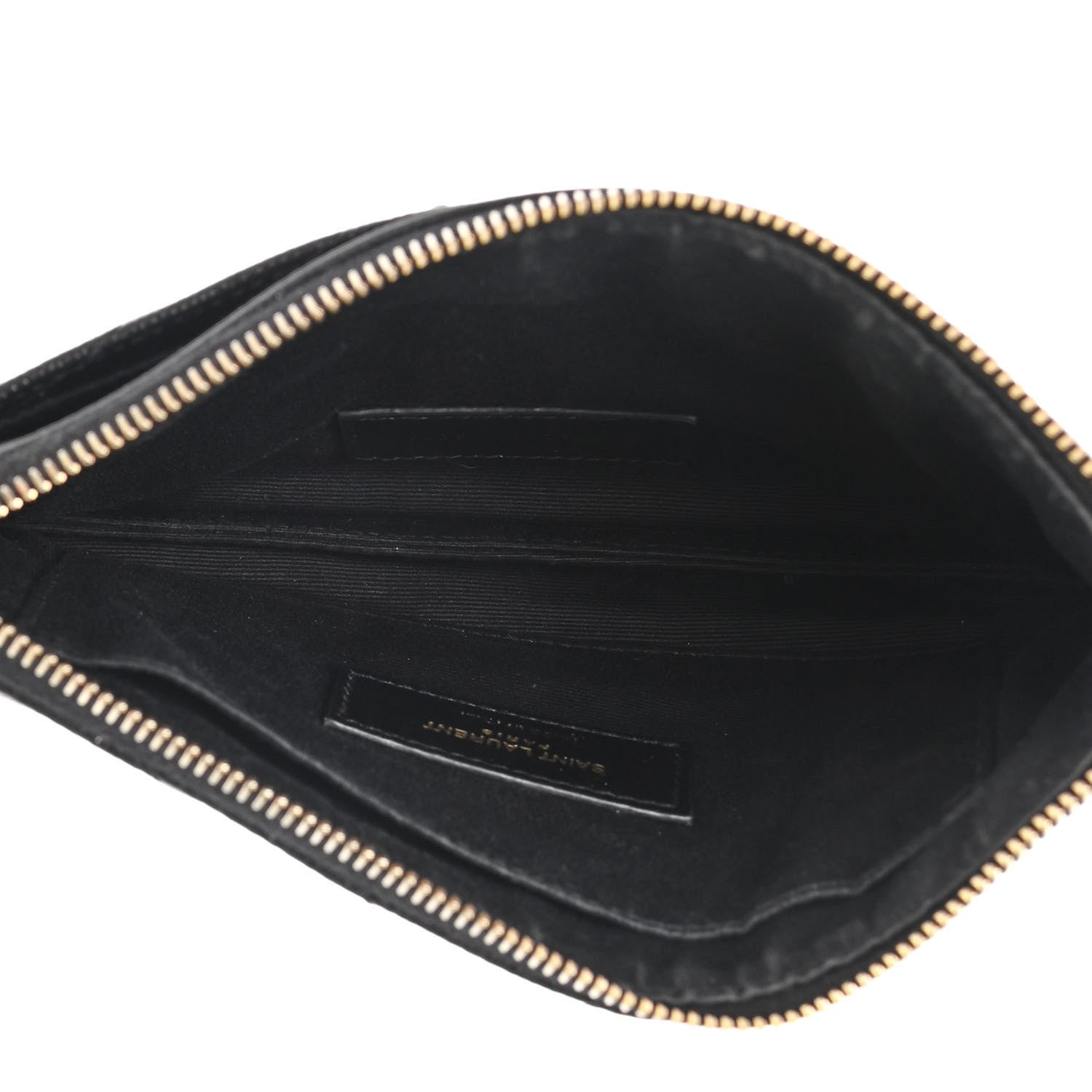 Saint Laurent Grain De Poudre Chevron Monogram Bill Pouch Black 5 of 13