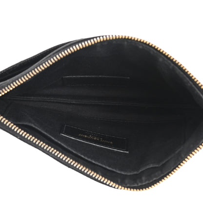 Saint Laurent Grain De Poudre Chevron Monogram Bill Pouch Black 5 of 13