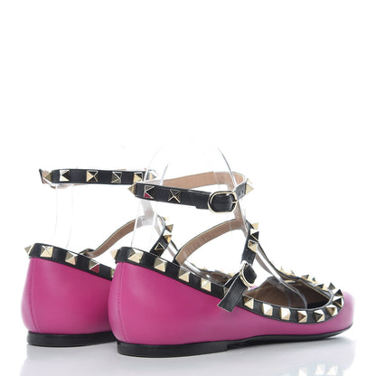 Valentino Garavani Nappa Rockstud Cage Ballerina Flats 39 Fuxia Black 4 of 13