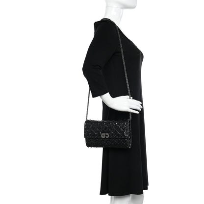 Valentino Garavani Craquele Nappa Rockstud Spike Wallet on Chain Black 2 of 9