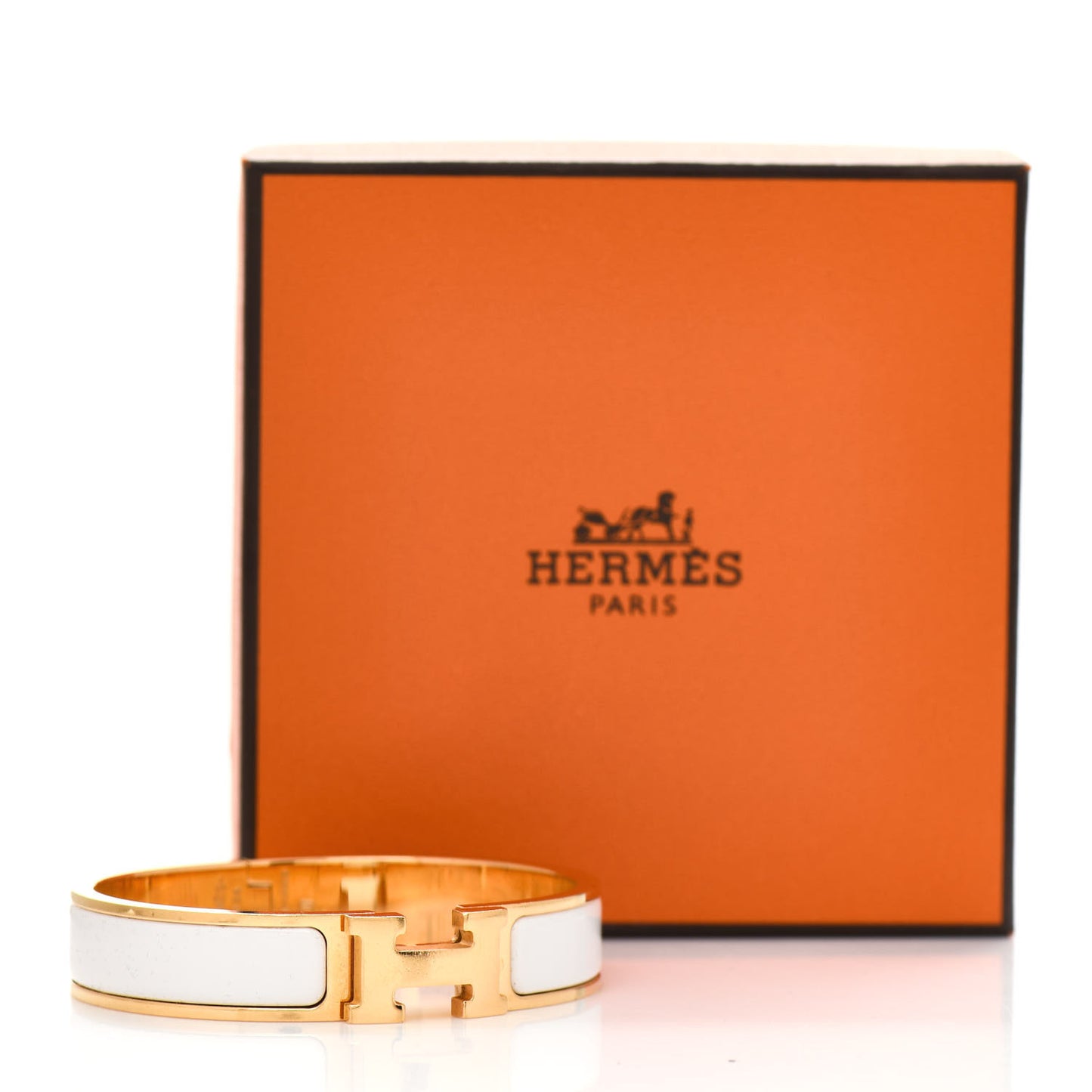 Enamel Narrow Clic Clac H Bracelet PM White