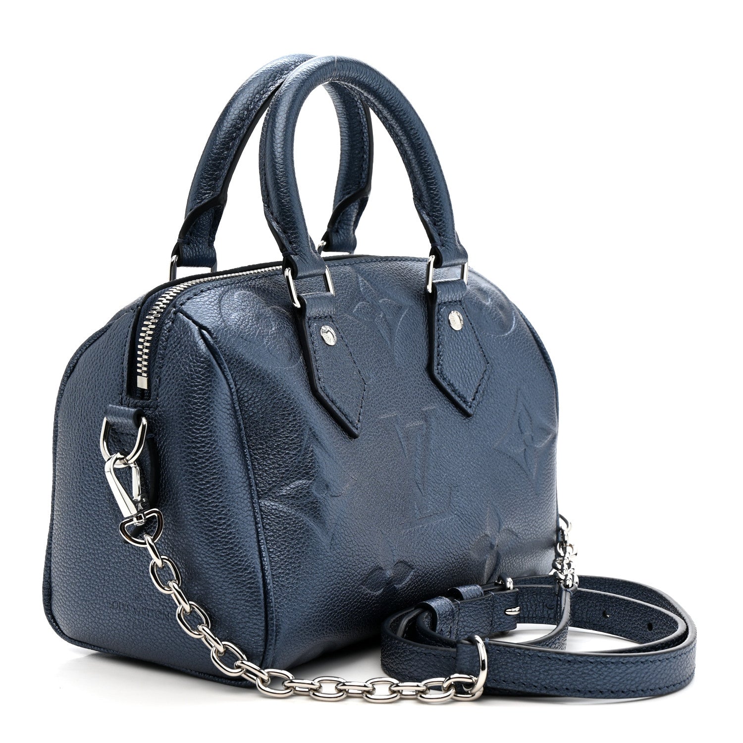 Louis Vuitton Metallic Empreinte Monogram Giant Speedy Bandouliere 20 Navy Nacre 3 of 11