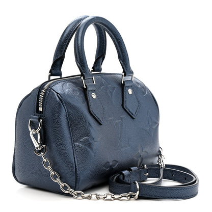 Louis Vuitton Metallic Empreinte Monogram Giant Speedy Bandouliere 20 Navy Nacre 3 of 11