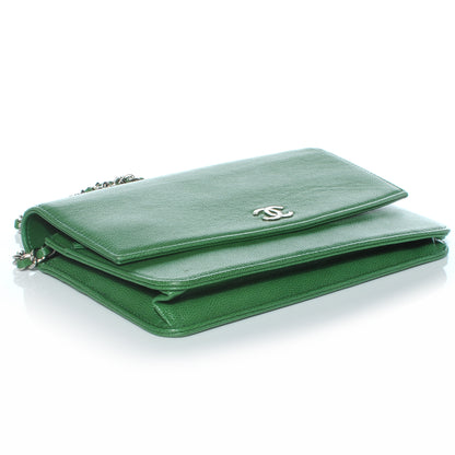 Chanel Caviar Wallet On Chain WOC Green 4 of 8