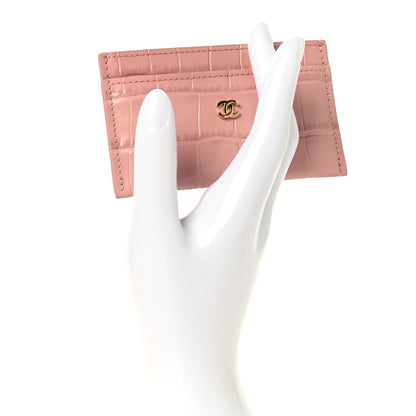 Chanel Calfskin Crocodile Embossed Crococo Card Holder Light Pink 2 of 8