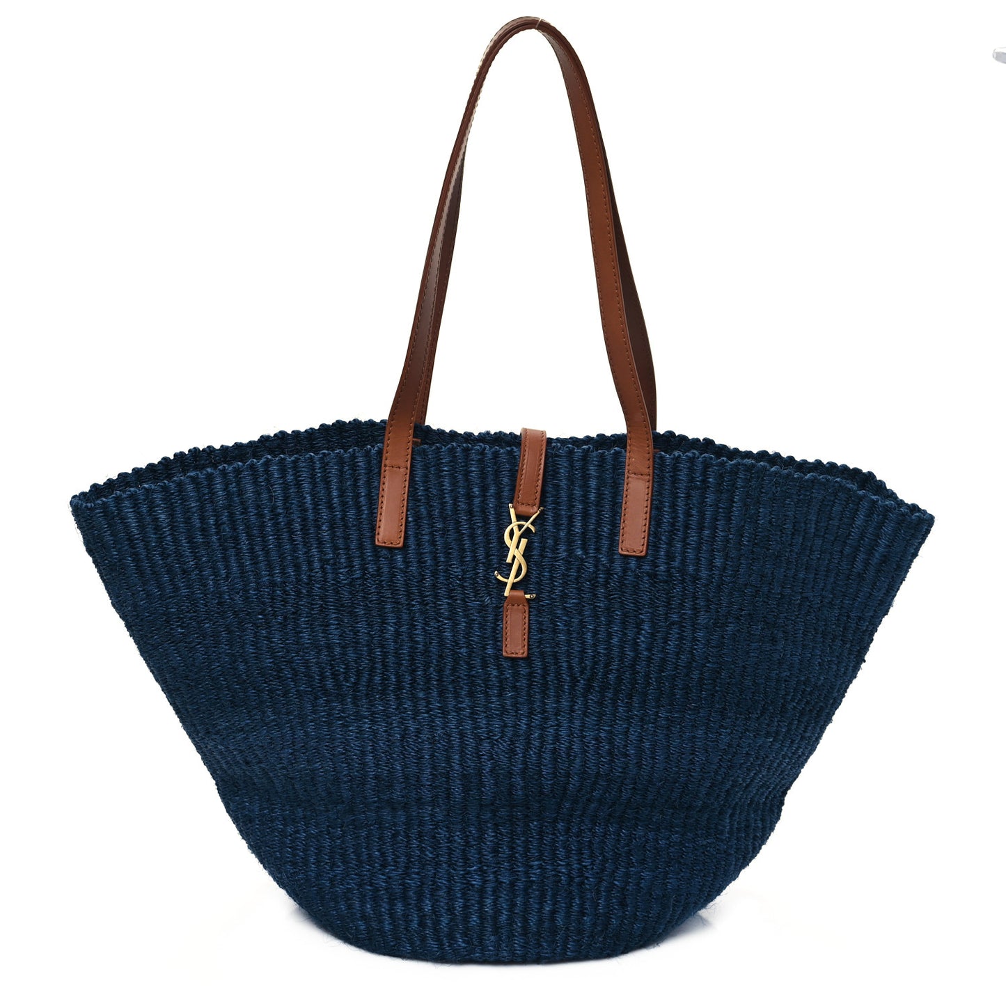 Raffia Calfskin Medium Panier Tote Blue Orchid Brick
