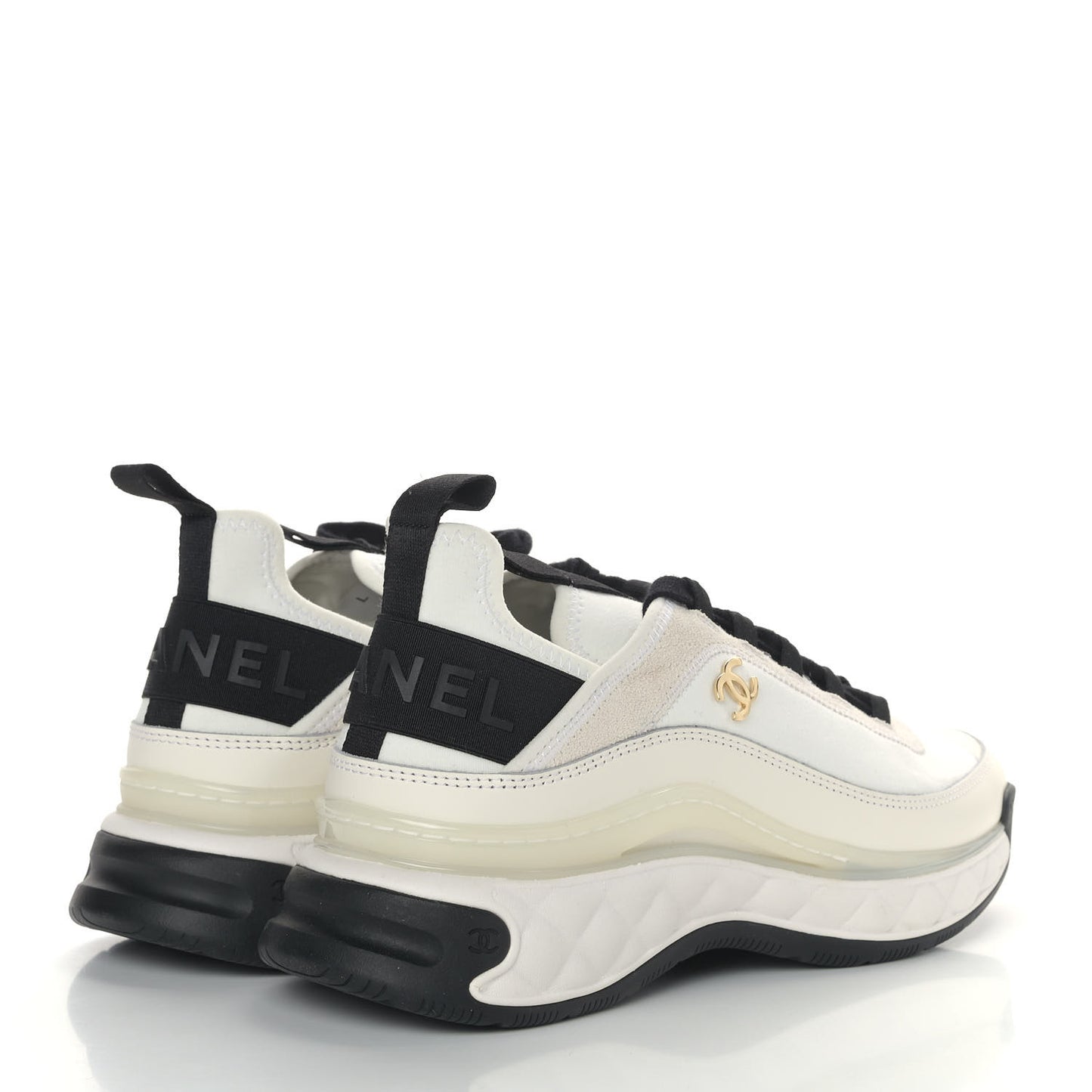 Velvet Calfskin Mixed Fibers CC Sneakers 38 Ivory Black