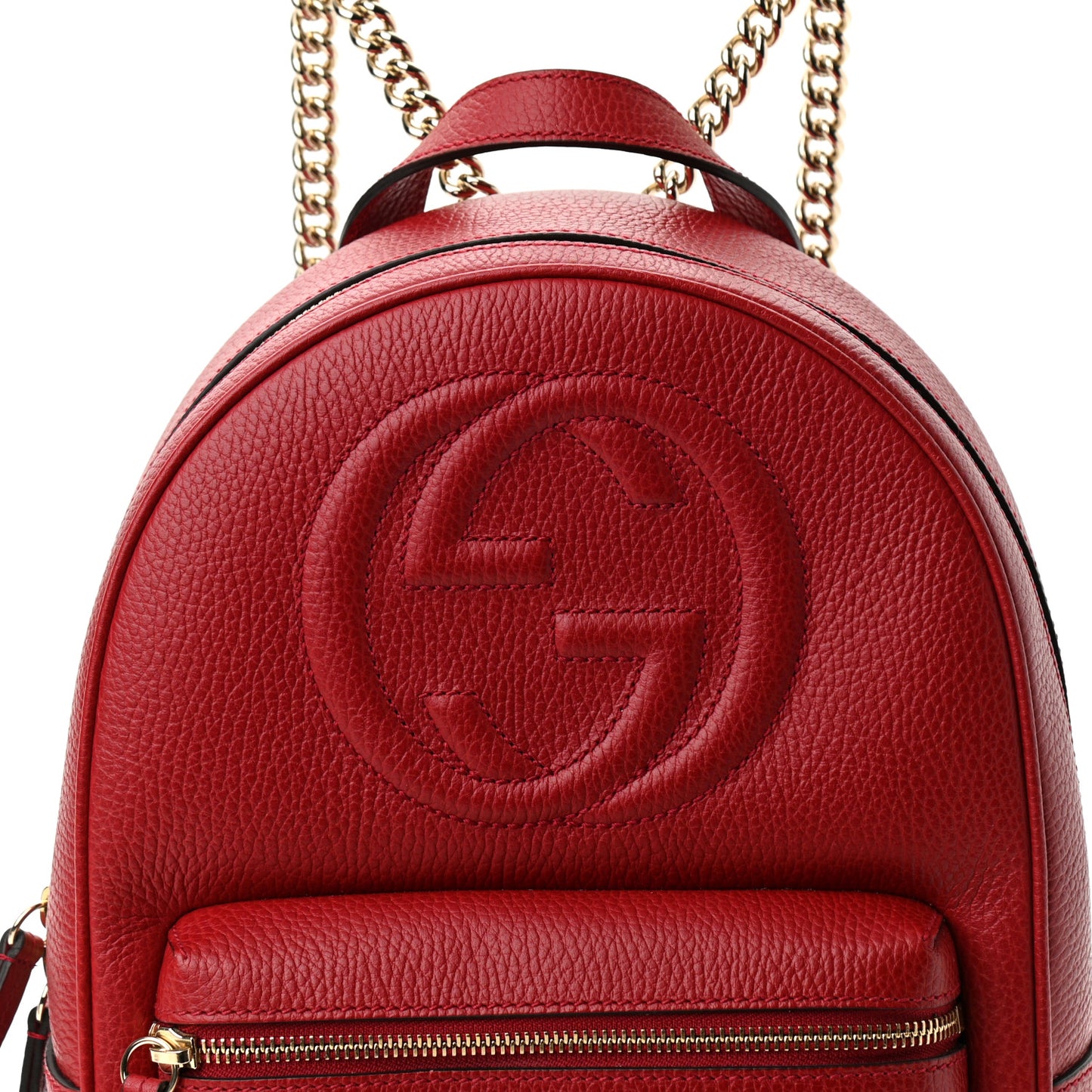 Pebbled Calfskin Soho Chain Backpack Hibiscus Red