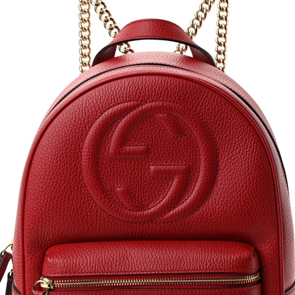 Gucci Pebbled Calfskin Soho Chain Backpack Hibiscus Red 8 of 10