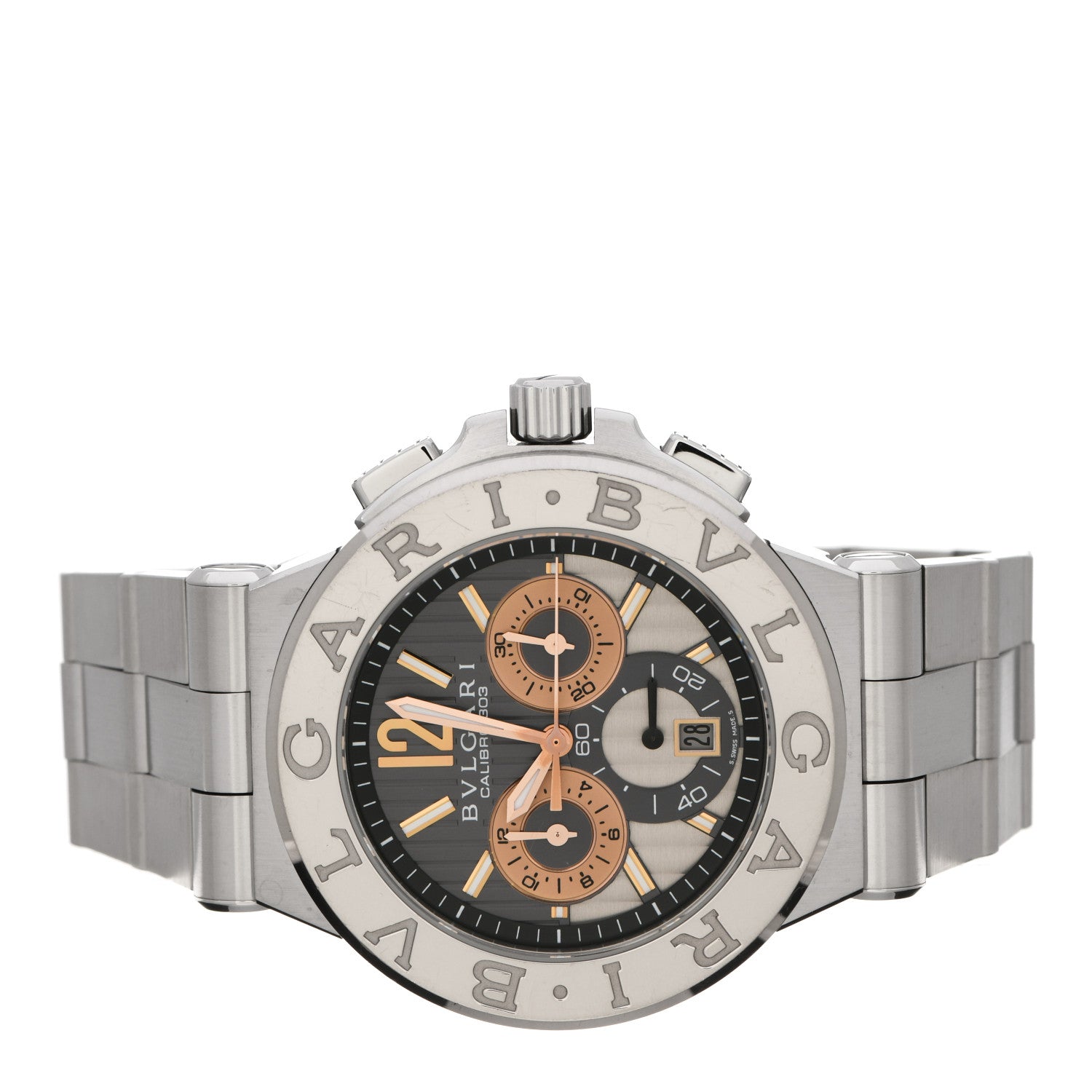 Bulgari Stainless Steel 18K White Gold 42mm Diagono Chronograph Automatic Watch 2 of 5