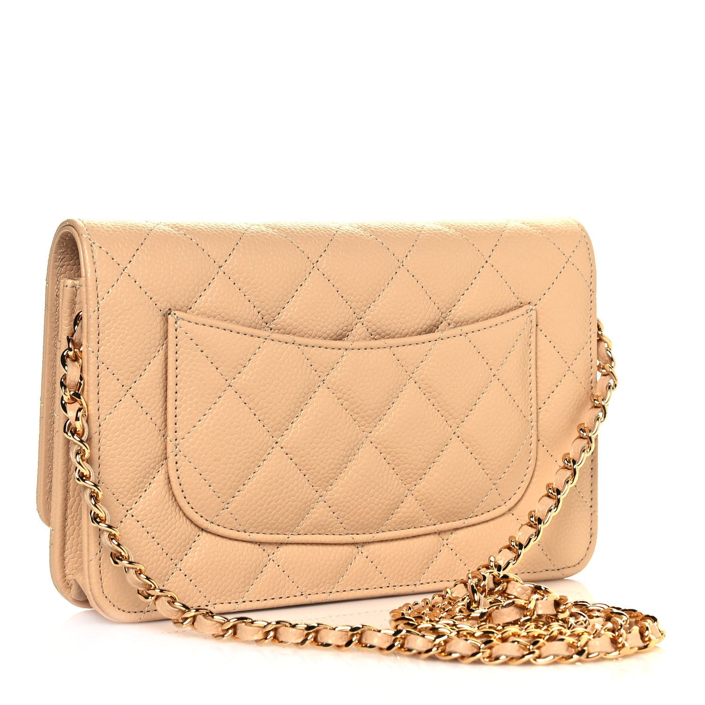Caviar Quilted Wallet On Chain WOC Beige