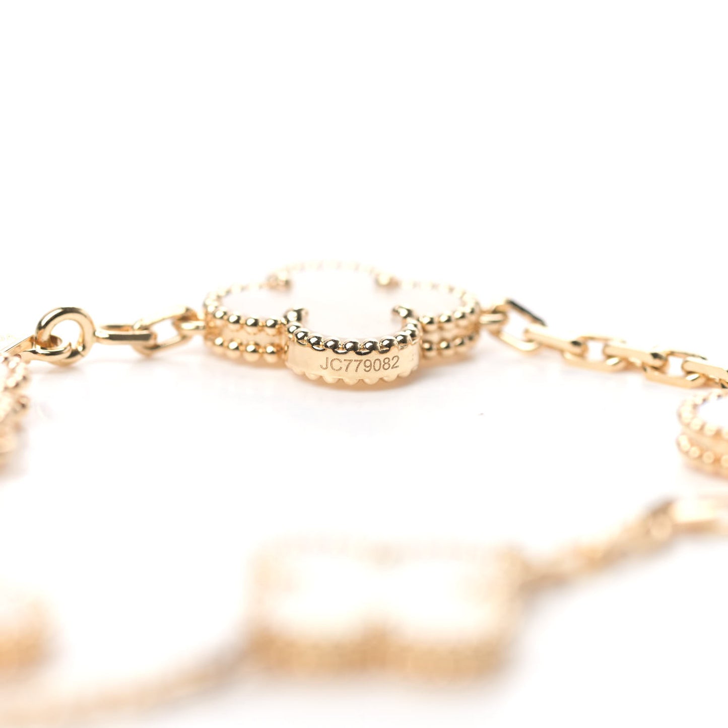18K Yellow Gold Mother of Pearl 5 Motifs Vintage Alhambra Bracelet