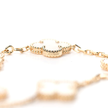 Van Cleef & Arpels 18K Yellow Gold Mother of Pearl 5 Motifs Vintage Alhambra Bracelet 5 of 6