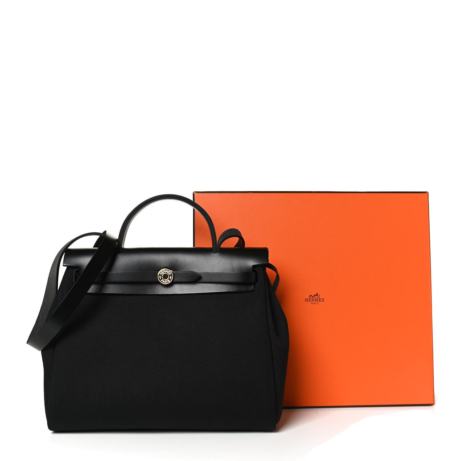 Hermes Military Toile Vache Hunter Herbag Zip Retourne 31 PM Black 10 of 10